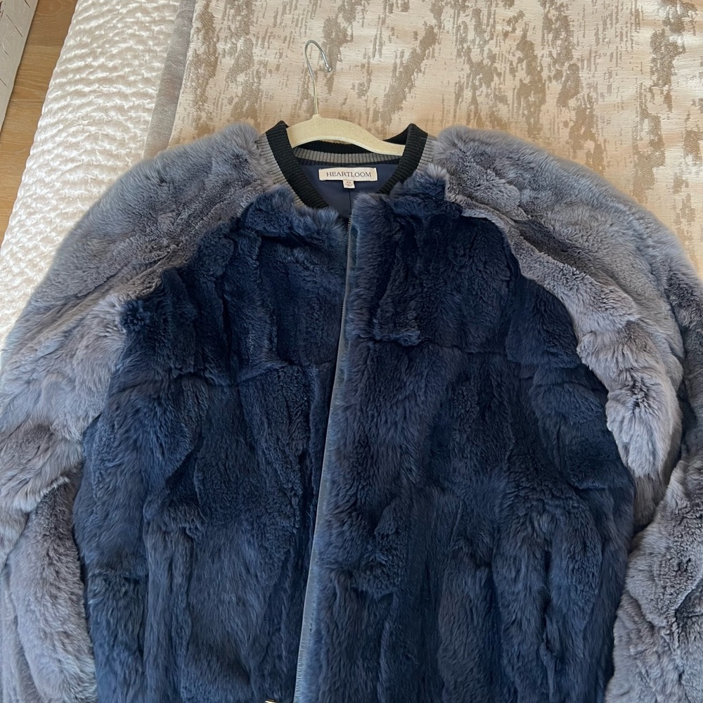 Heartloom Blue Faux Fur Bomber